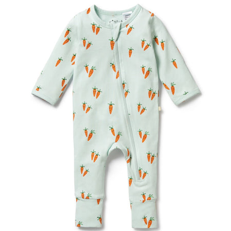 Wilson & Frenchy | Organic Rib Zipsuit with Feet- Tiny Feather