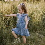 Aster & Oak | Cherry Tencel Denim Ruffle Dress