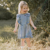 Aster & Oak | Cherry Tencel Denim Ruffle Dress