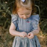 Aster & Oak | Cherry Tencel Denim Ruffle Dress