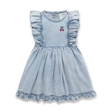 Aster & Oak | Cherry Tencel Denim Ruffle Dress
