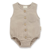 Aster & Oak | Sand Muslin Bubble Romper - LAST Size 1