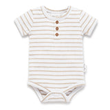 Aster & Oak | Stripe Rib Henley Onesie - LAST Size 1