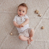Aster & Oak | Stripe Rib Henley Onesie - LAST Size 1