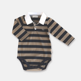 Love Henry | Freddie Polo Romper - Olive Stripe
