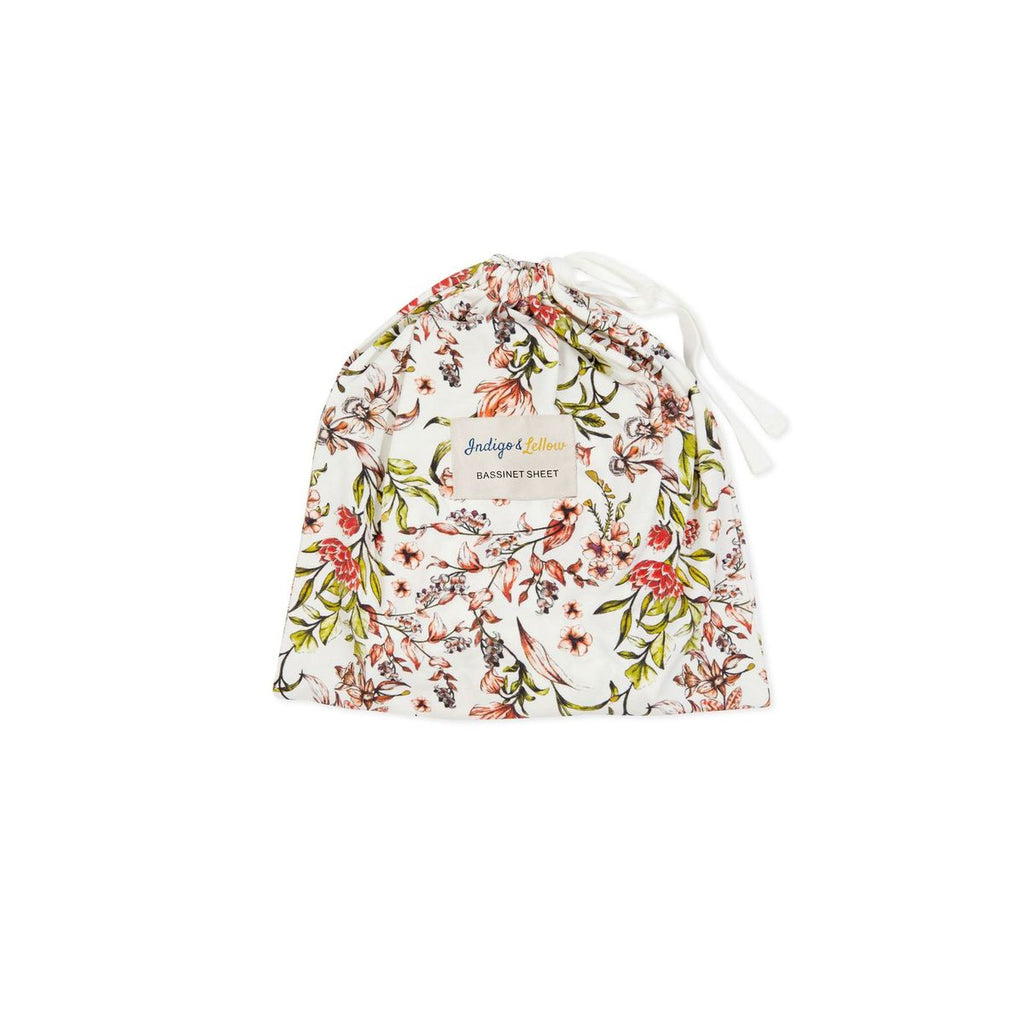 Indigo & Lellow | Bassinet Sheet - Floral Blossom