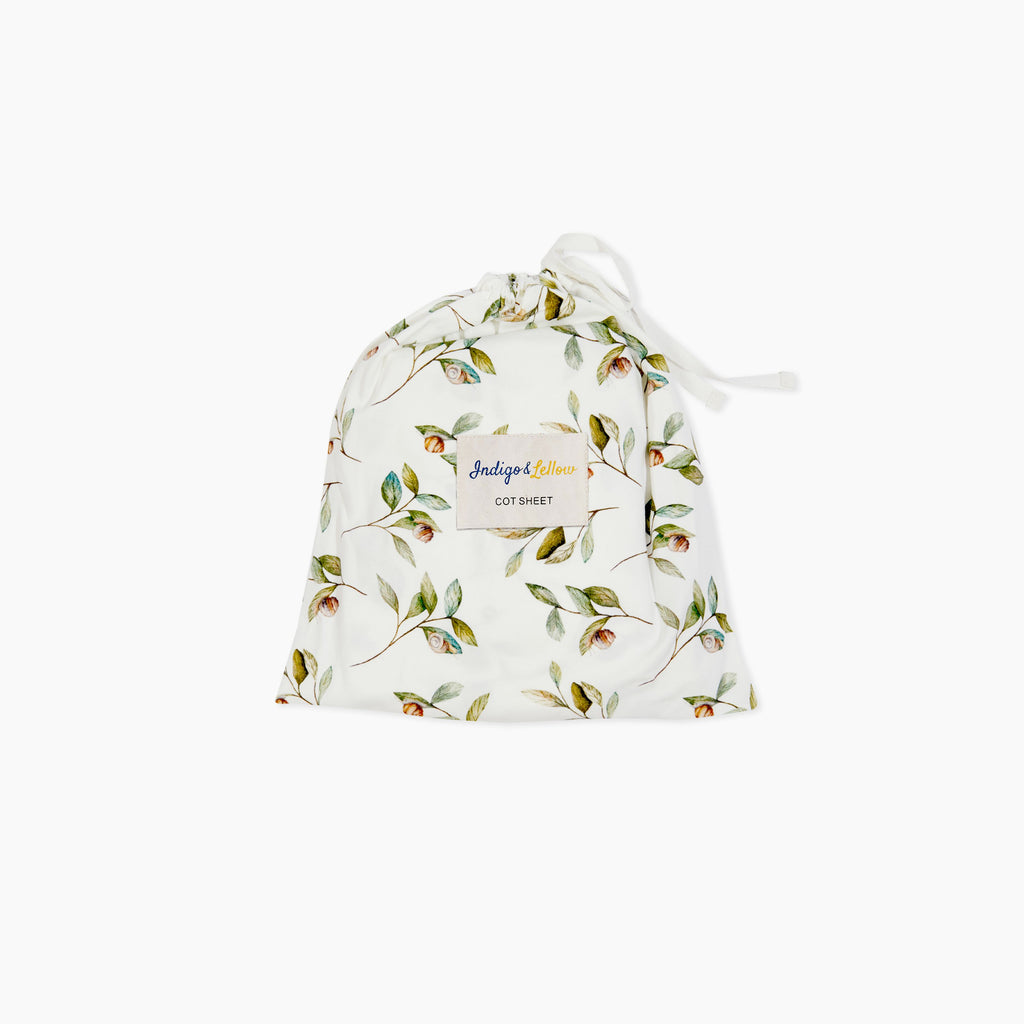 Indigo & Lellow | Cot Sheet - Snails
