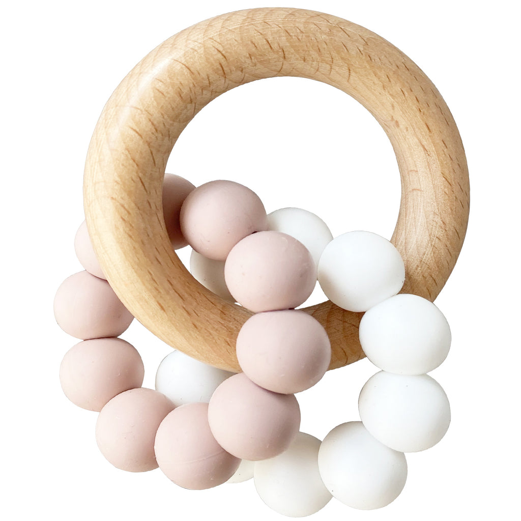 Alimrose | Double Silicone Teether Ring - Petal White