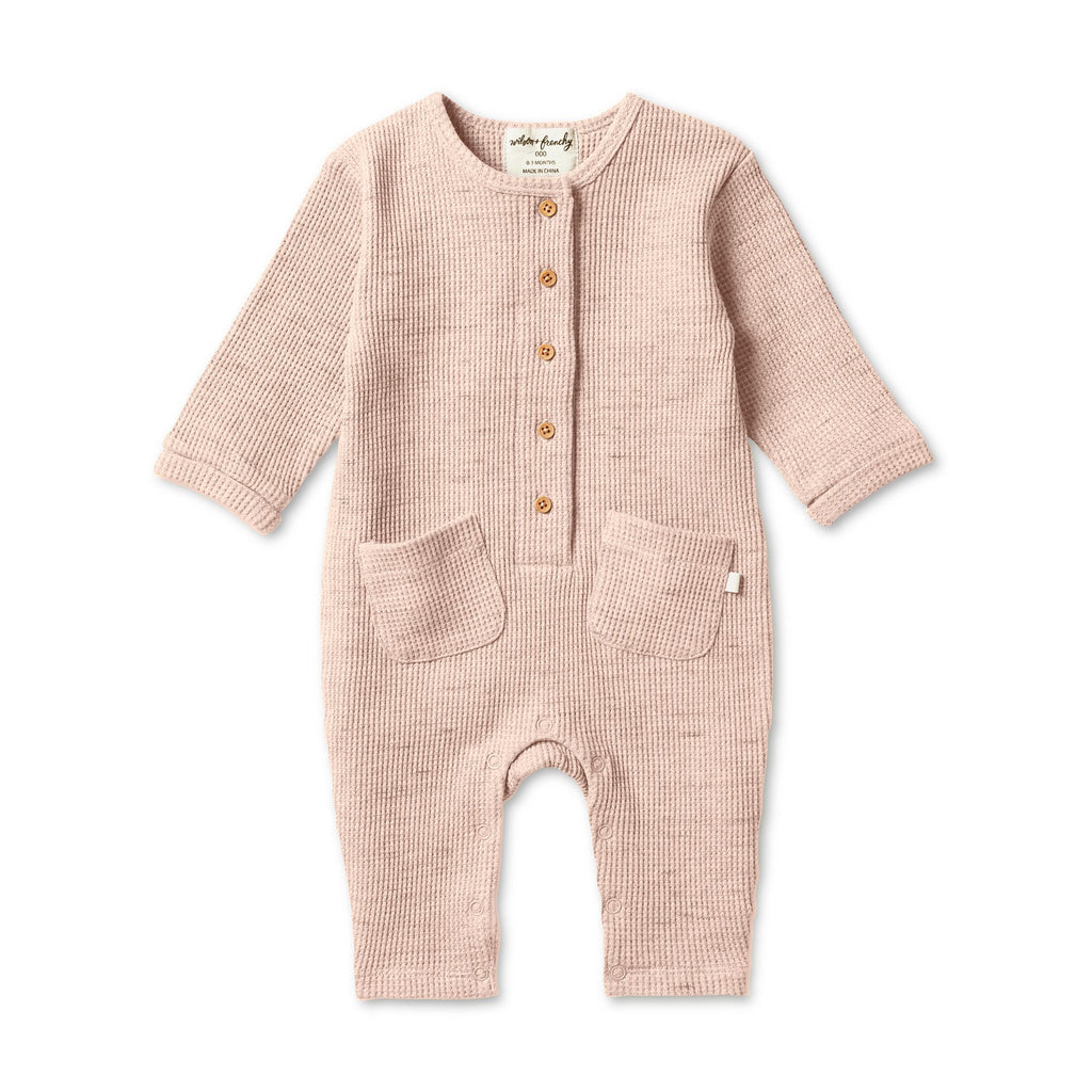 Wilson & Frenchy | Organic Waffle Slouch Growsuit- Peony Fleck