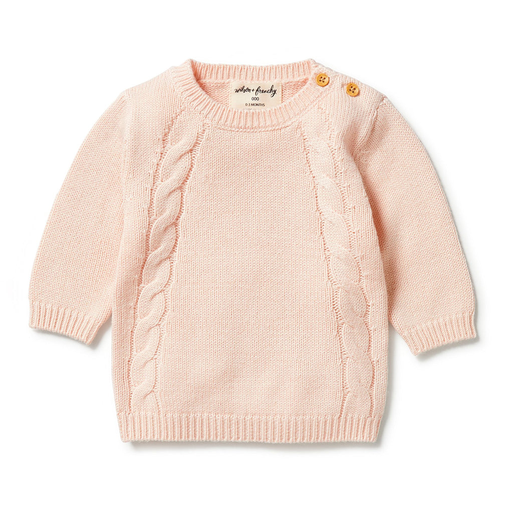 Wilson & Frenchy | Knitted Mini Cable Jumper - Blush