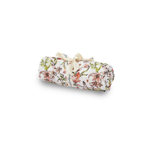 Indigo & Lellow Muslin Wrap - Floral Blossom