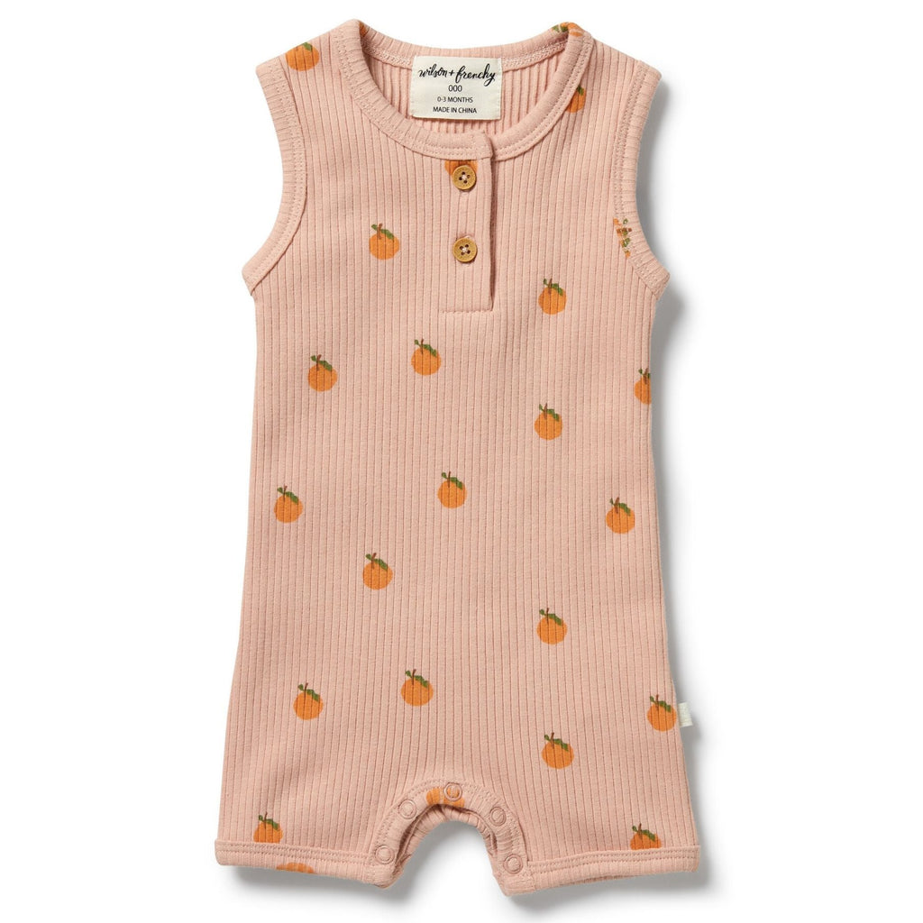 Wilson & Frenchy | Organic Rib Growsuit - Little Orange