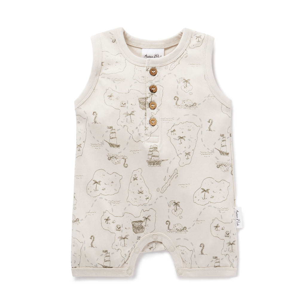 Aster & Oak | Pirate Map Henley Romper