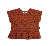 Kapow Kids | Rust Cheetah Peplum T-shirt - LAST Size 4