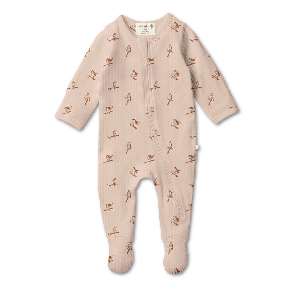 Wilson & Frenchy | Organic Rib Zipsuit with Feet- Robin