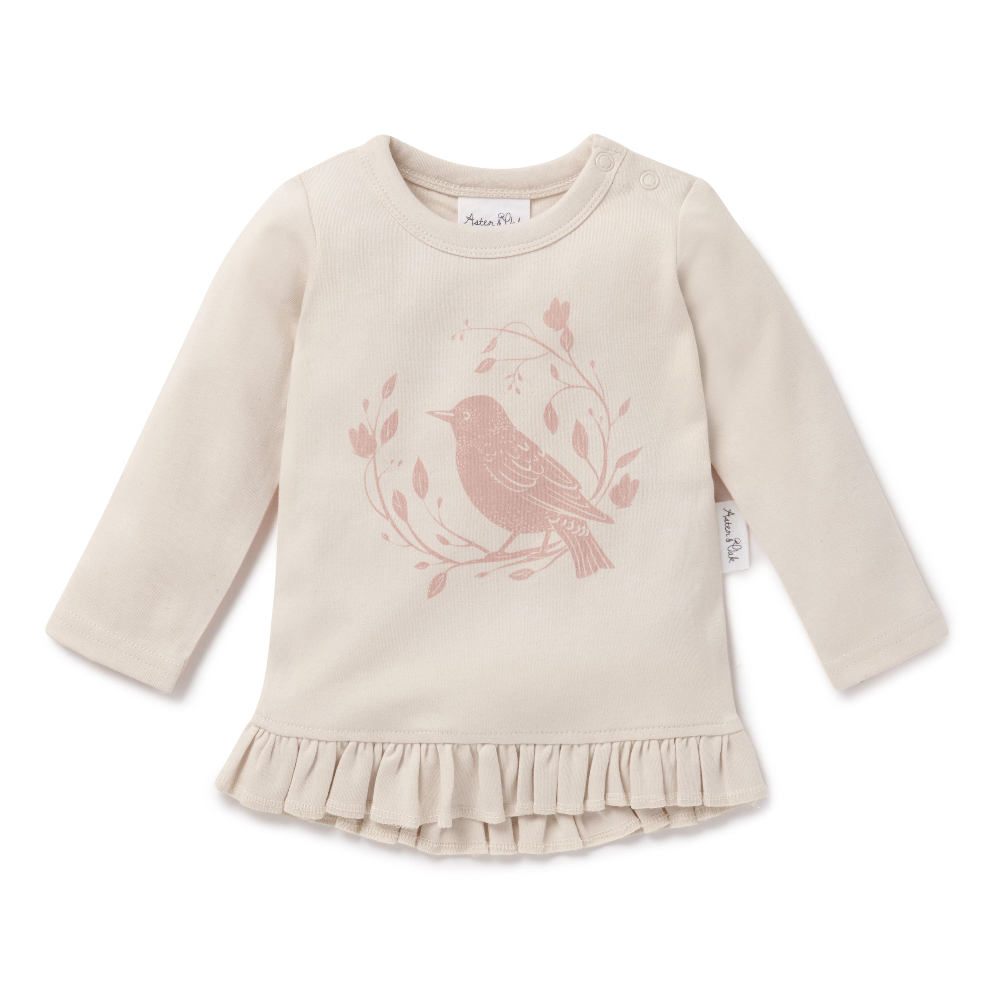 aster and oak pink song bird print top