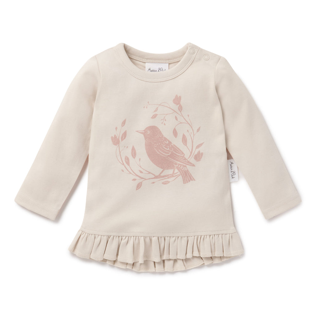 Aster & Oak | Song Bird Print LS Top - Pink Tint