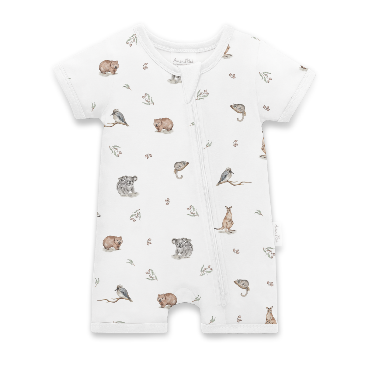 Aster & Oak | Native Animals Zip Romper