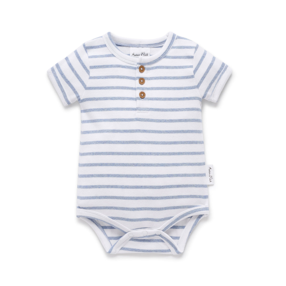 Aster & Oak | Blue Stripe Rib Henley Onesie