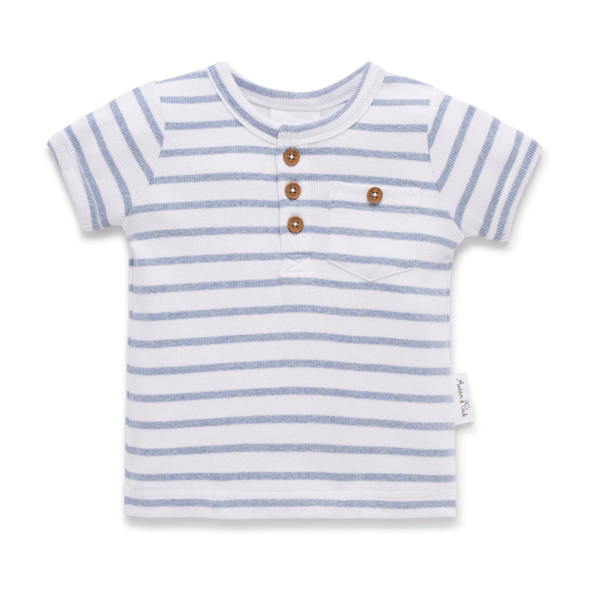Aster & Oak | Blue Stripe Rib Henley Top