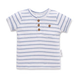 Aster & Oak | Blue Stripe Rib Henley Top