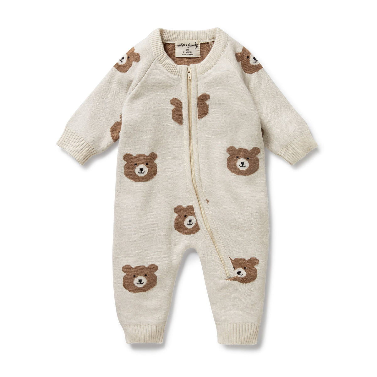 Wilson & Frenchy | Beary Cute Organic Knitted Jacquard Growsuit