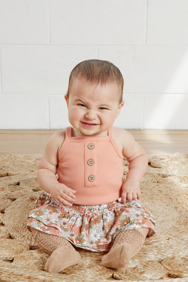 Kapowkids | Apricot Waffle Singlet Bodysuit