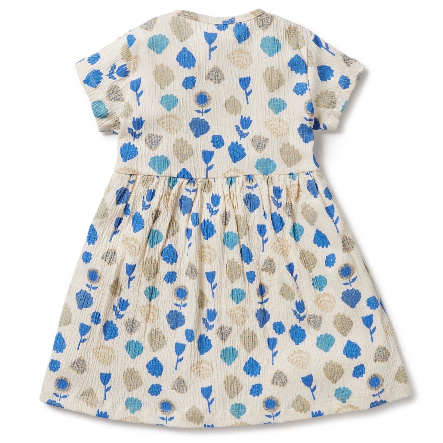 Ocean Breeze Girls Crinkle Button Dress