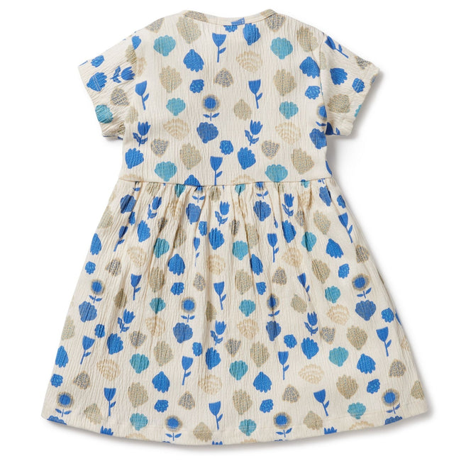 Wilson & Frenchy | Ocean Breeze Girls Crinkle Button Dress