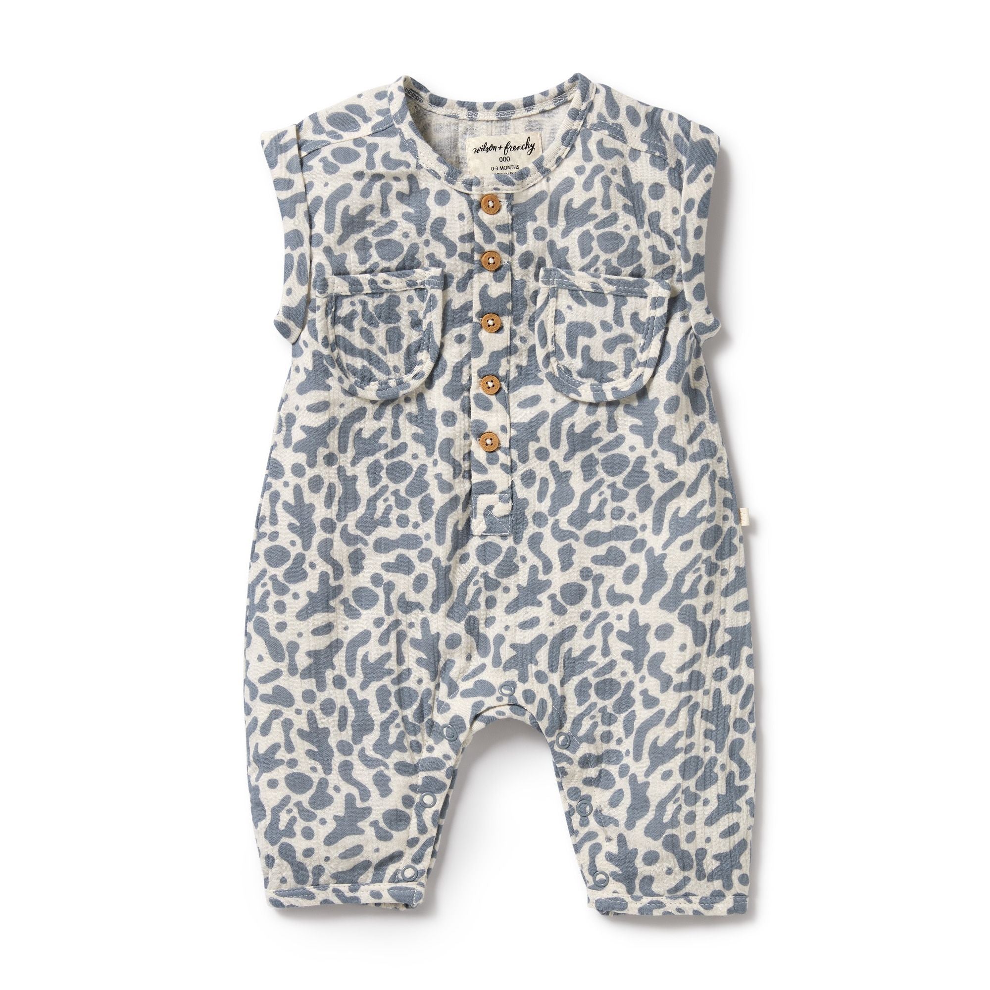 Wilaon & Frenchy | Organic Crinkle Growsuit - Blue Coral