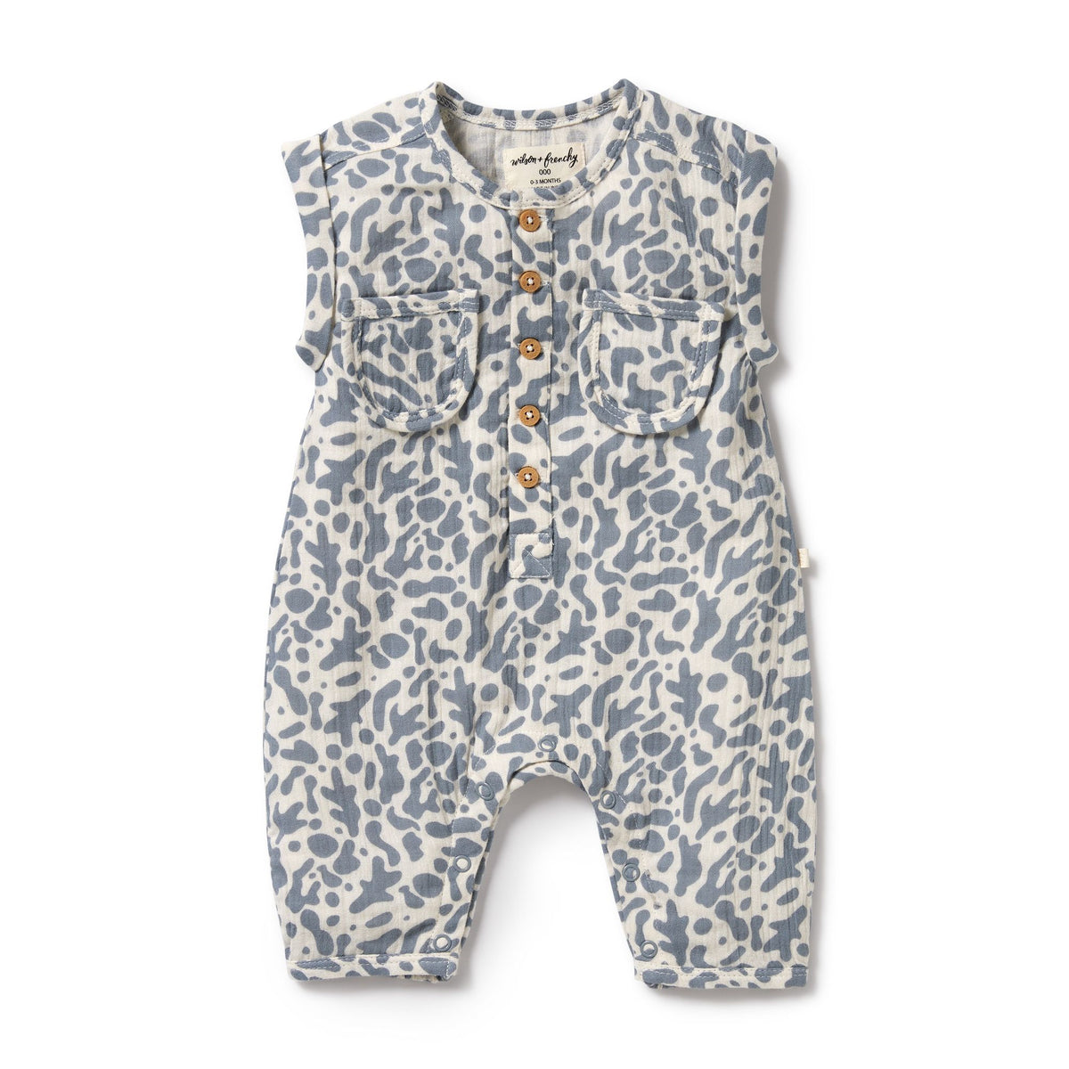 Wilaon & Frenchy | Organic Crinkle Growsuit - Blue Coral