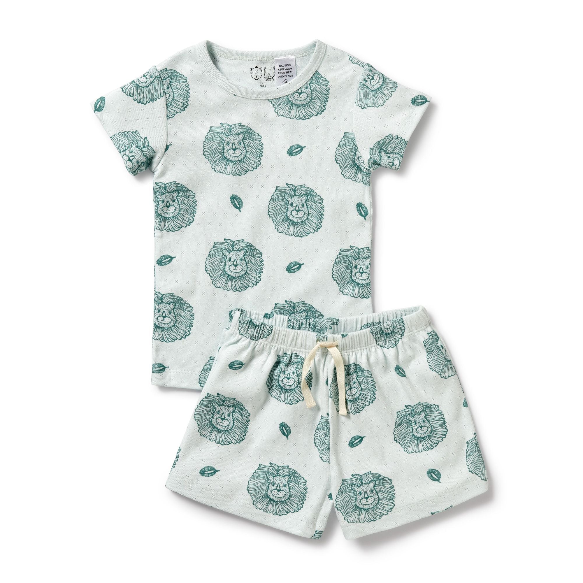 Organic Pointelle Short Sleeved Pyjamas - Little Lion
