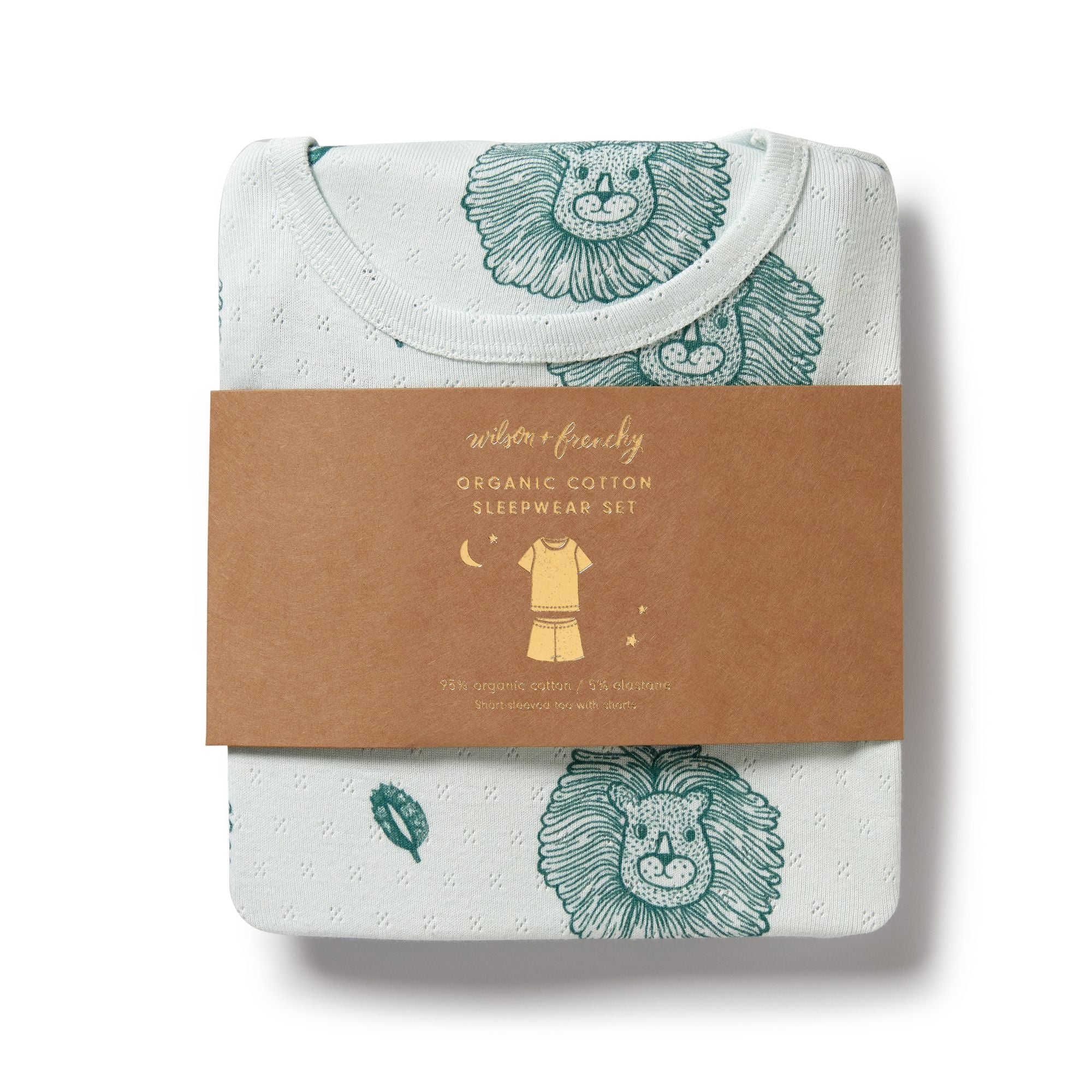 Organic Pointelle Short Sleeved Pyjamas - Little Lion