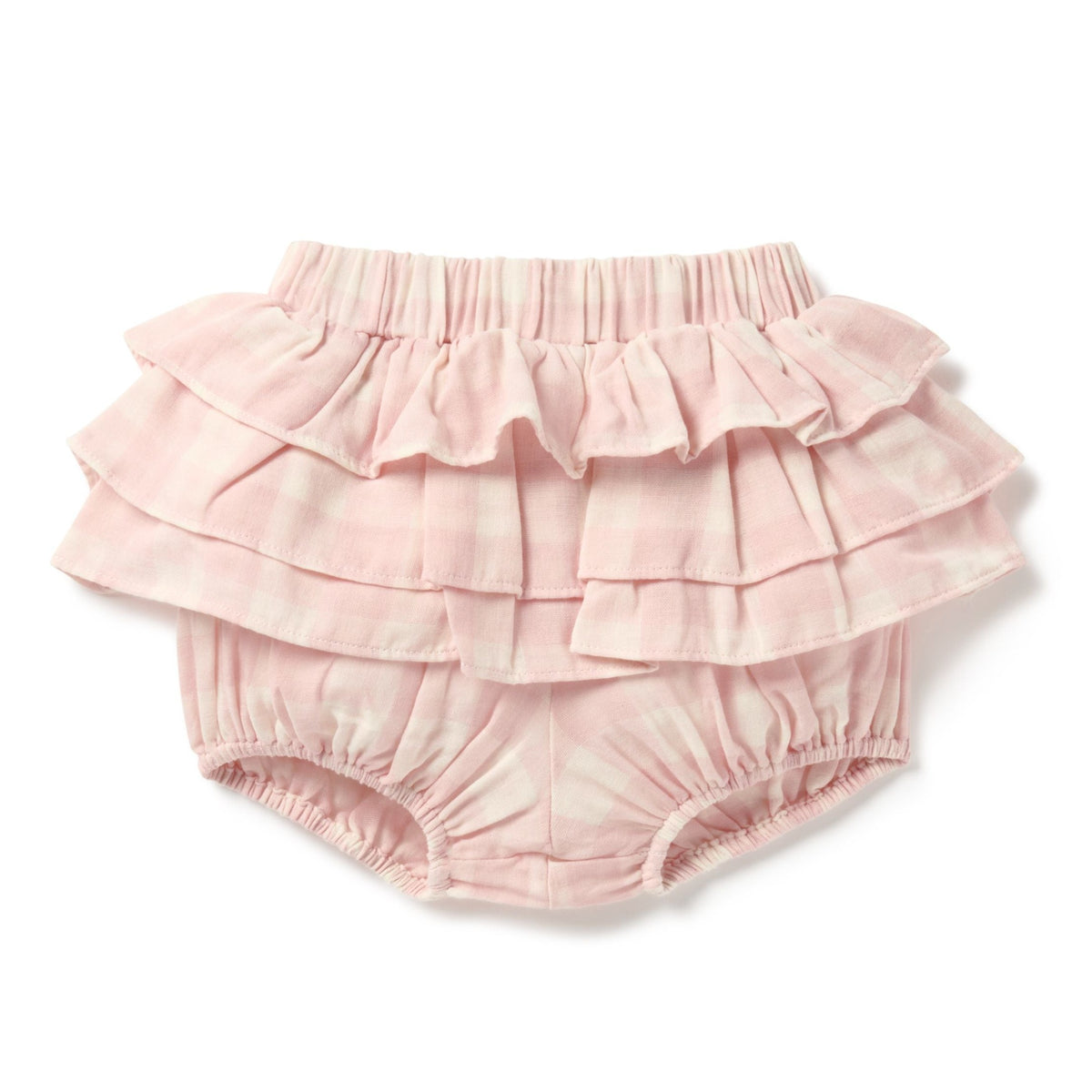 Pink Gingham Muslin Ruffle Bloomers