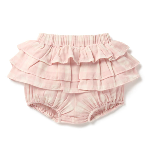 Aster & Oak | Pink Gingham Muslin Ruffle Bloomers