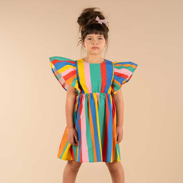 Rock Your Baby | Rainbow Stripes Angel Wing Dress