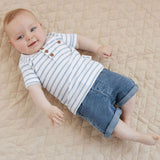 Aster & Oak | Blue Stripe Rib Henley Top