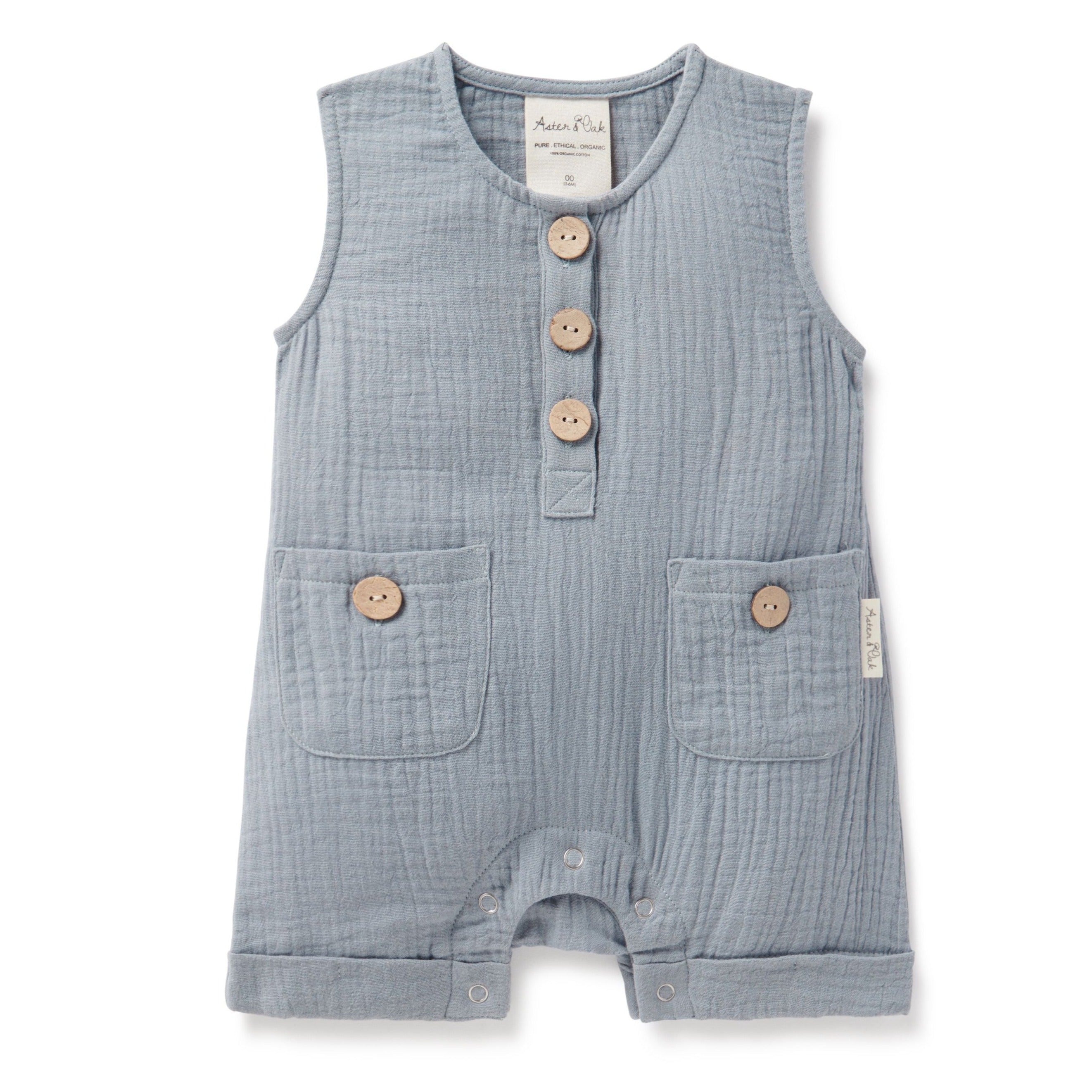 Wilson & Frenchy | Slate Blue Muslin Romper