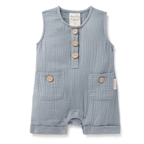 Aster & Oak | Slate Blue Muslin Romper