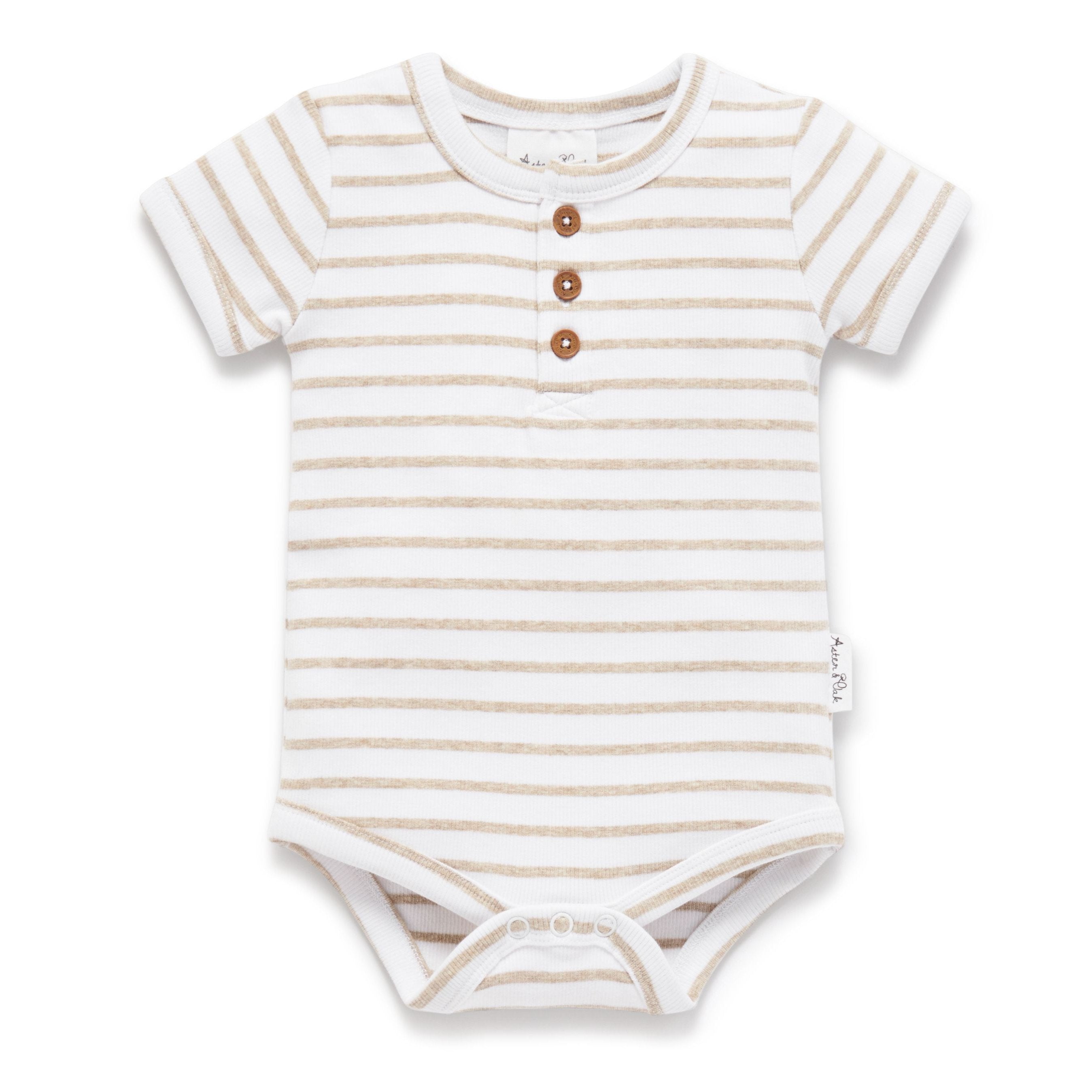 Stripe Rib Henley Onesie