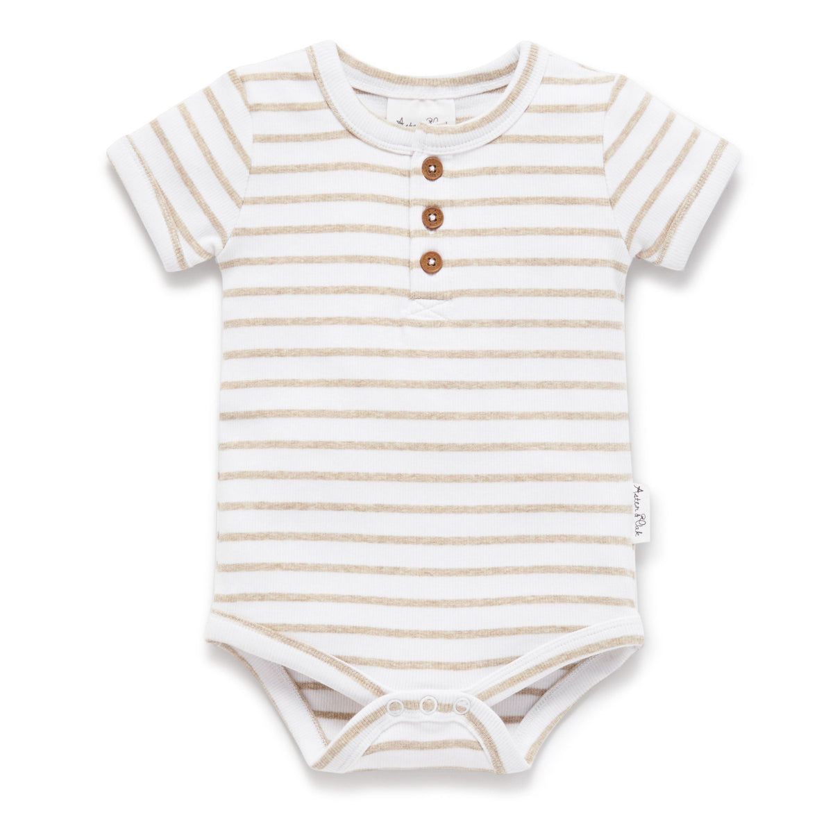 Stripe Rib Henley Onesie