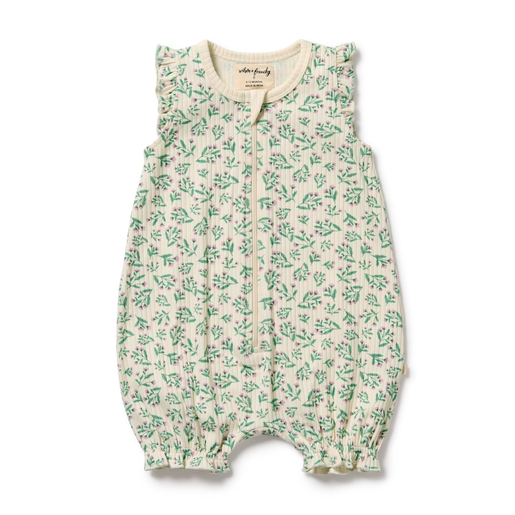 Wilson & Frenchy | Periwinkle Organic Ruffle Zipsuit