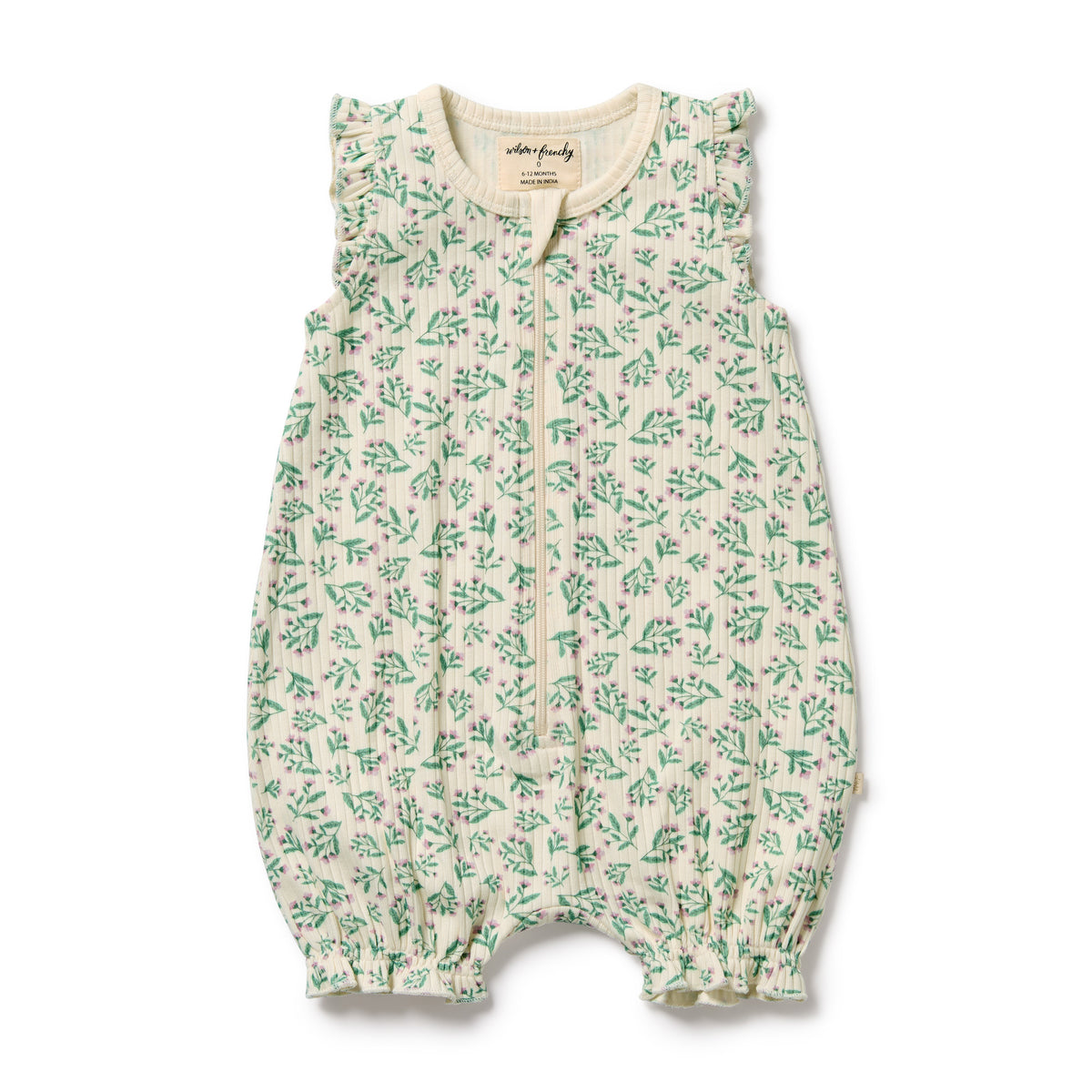 Wilson & Frenchy | Periwinkle Organic Ruffle Zipsuit