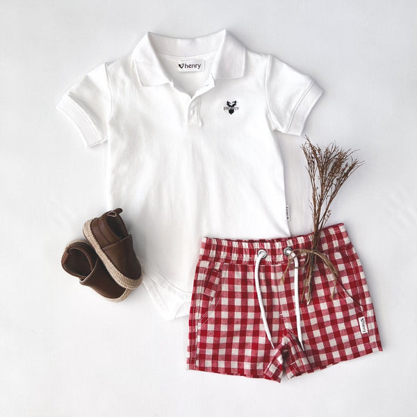 Love Herny | Polo Romper - White