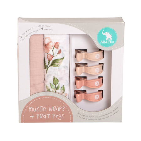 All4Ella | Silicone Bib & Spoon with reusable pouch - Dusty Pink