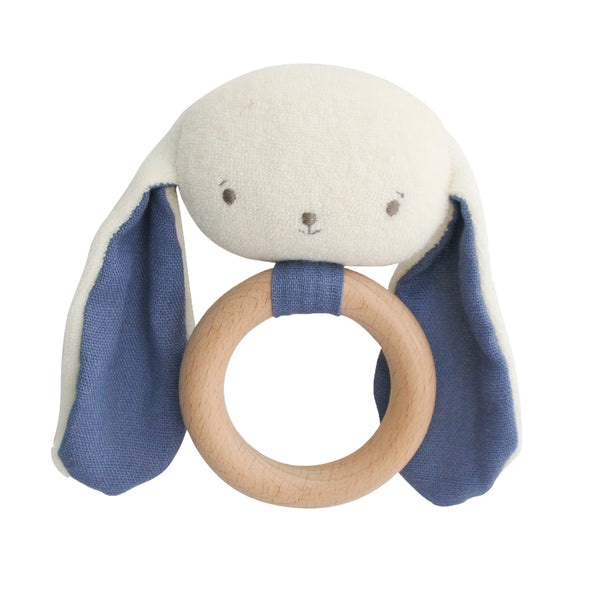 Alimrose Baby Bunny Teether Rattle - Chambray