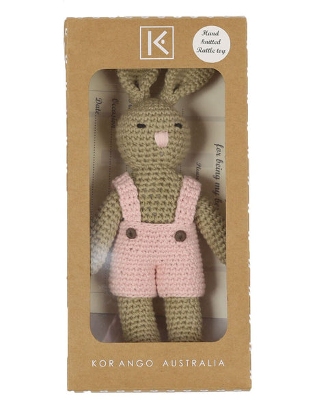 Korango | Knit Bunny Rattle - Pink