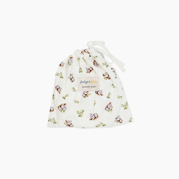 Indigo & Lellow Bassinet Sheet - Sleepy koala