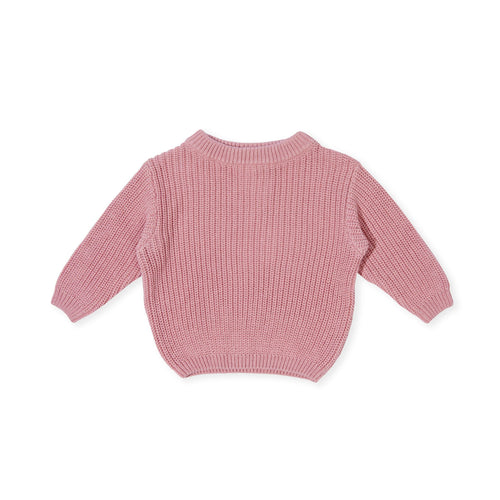 Indigo & Lellow pink chase chunky knit jumper 