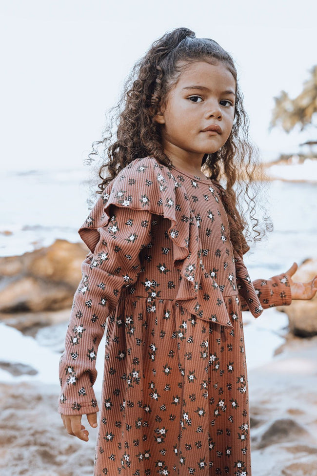 Kapowkids | Ditsy Floral Rib Ruffle Waisted Dress